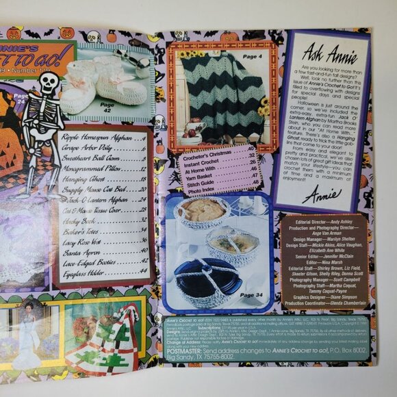 Annies Crochet To Go 1999 No 119 Halloween Jack-o-Lantern Crafting Blanket Fall - Picture 2 of 10